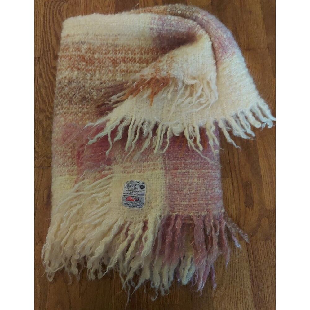 Vintage Avoca Handweavers Irish Wool Throw Blanket 36"x38"
